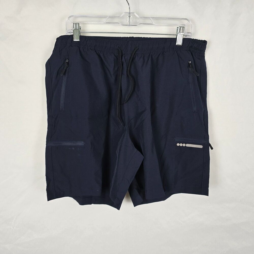 Board Shorts Men's XL Blue Elastic Waist Drawstrings Zip Pockets Workout Sports